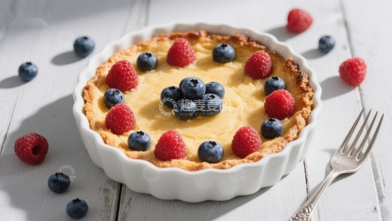 高清大图下载【趣麦麦图】新鲜水果装饰的奶油挞