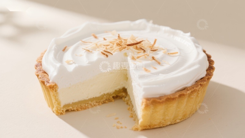 高清大图下载【趣麦麦图】椰香奶油挞，切片展示