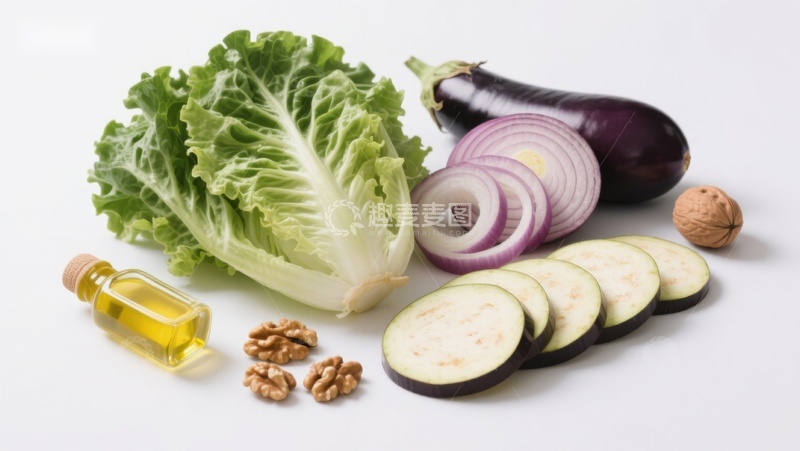 高清大图下载【趣麦麦图】新鲜蔬菜与坚果食材组合