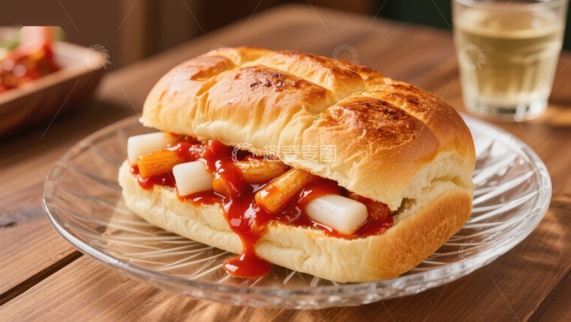 高清大图下载【趣麦麦图】-韩式年糕热狗，美味诱人