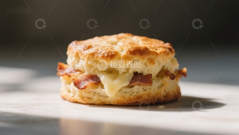 高清大图下载【趣麦麦图】金黄酥脆的奶酪培根三明治