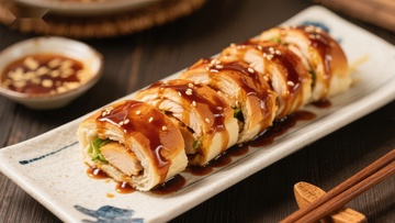 美味鸡肉卷配特制酱汁