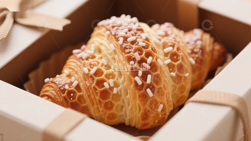 高清大图下载【趣麦麦图】撒满糖粒的羊角面包