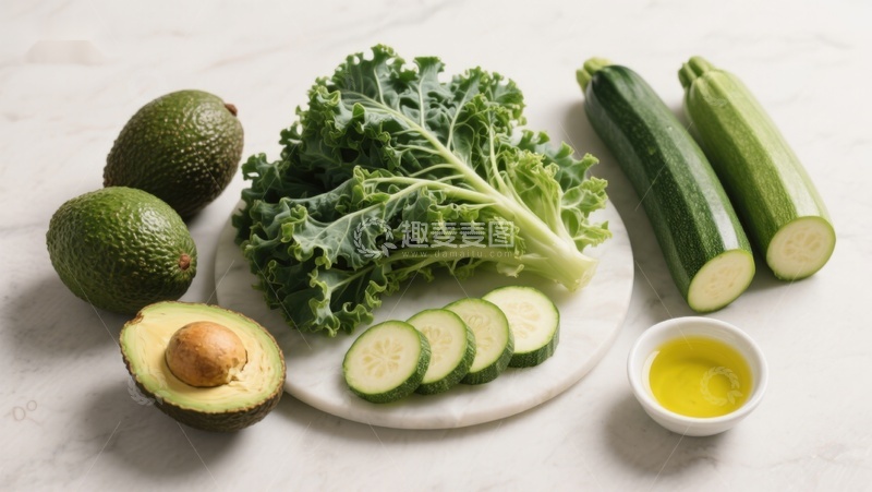 高清大图下载【趣麦麦图】新鲜蔬菜与鳄梨摆盘