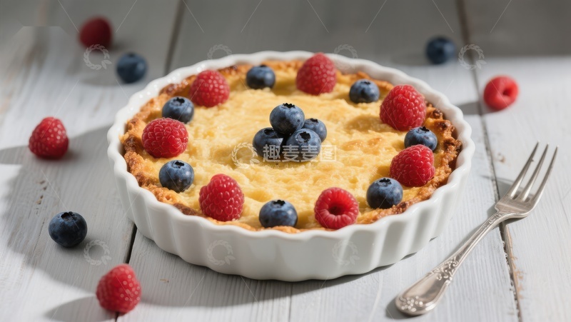 高清大图下载【趣麦麦图】新鲜水果装饰的奶油蛋糕