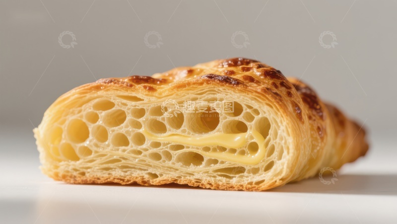 高清大图下载【趣麦麦图】酥脆可颂面包的内部结构