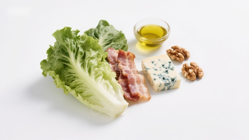 高清大图下载【趣麦麦图】生菜培根蓝纹奶酪食材组合