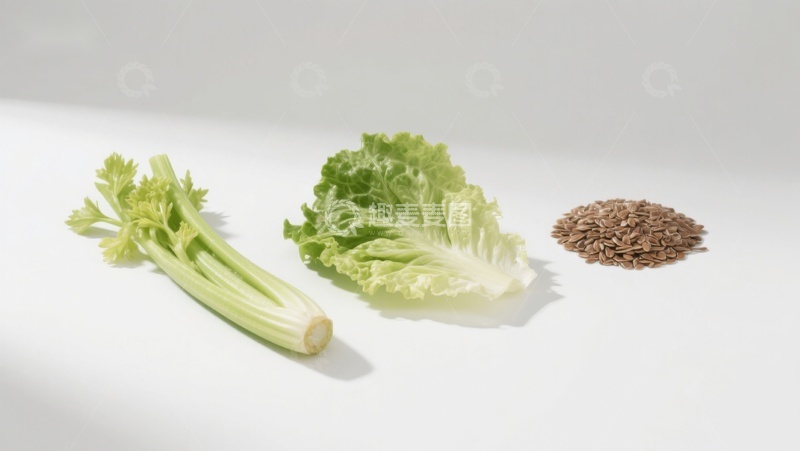 高清大图下载【趣麦麦图】芹菜生菜与谷物静物
