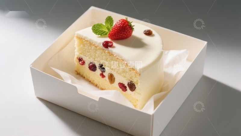 高清大图下载【趣麦麦图】奶油草莓蛋糕切块