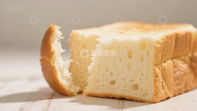 高清大图下载【趣麦麦图】新鲜面包切片，柔软多孔