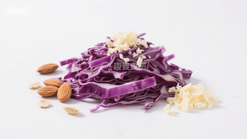 高清大图下载【趣麦麦图】紫甘蓝配杏仁与蒜末