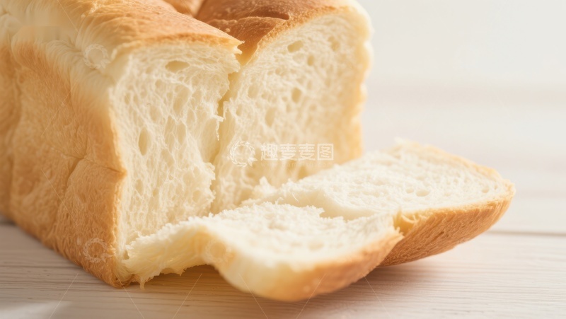 高清大图下载【趣麦麦图】新鲜面包切片，柔软多孔
