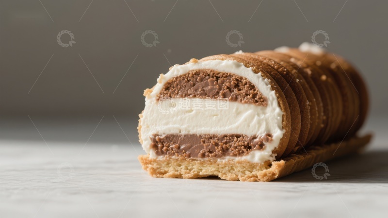 高清大图下载【趣麦麦图】奶油夹心饼干卷横切面