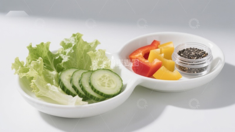 高清大图下载【趣麦麦图】新鲜蔬菜与调料摆盘