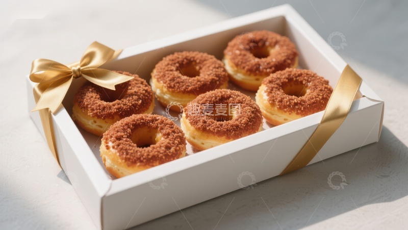 高清大图下载【趣麦麦图】盒装甜甜圈，撒糖装饰