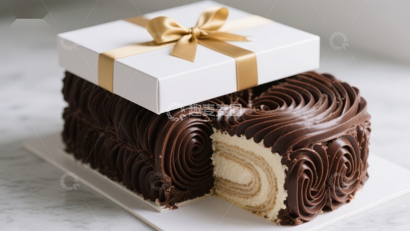 高清大图下载【趣麦麦图】巧克力蛋糕卷配礼盒