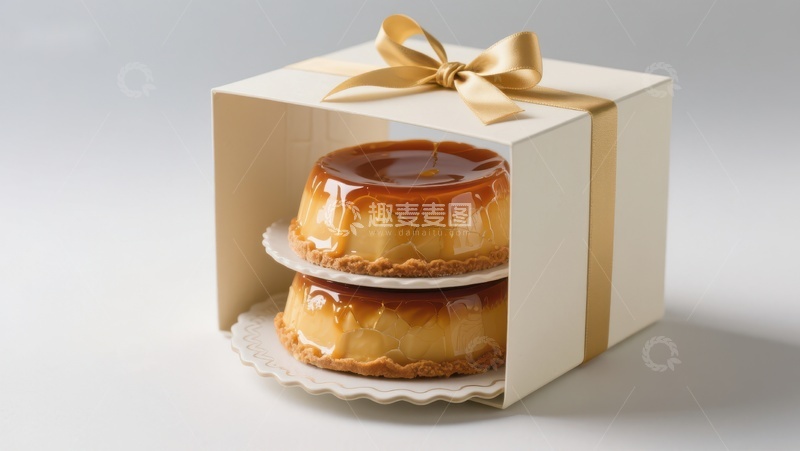 高清大图下载【趣麦麦图】精美包装的焦糖布丁礼盒