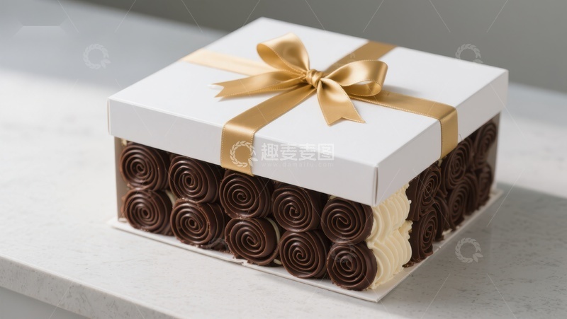 高清大图下载【趣麦麦图】精美礼盒装卷状甜点