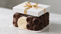 巧克力卷蛋糕配礼盒装饰