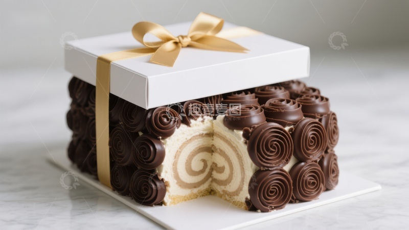 高清大图下载【趣麦麦图】巧克力玫瑰蛋糕，精美礼盒装