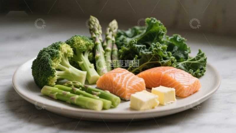 高清大图下载【趣麦麦图】新鲜蔬菜与三文鱼拼盘