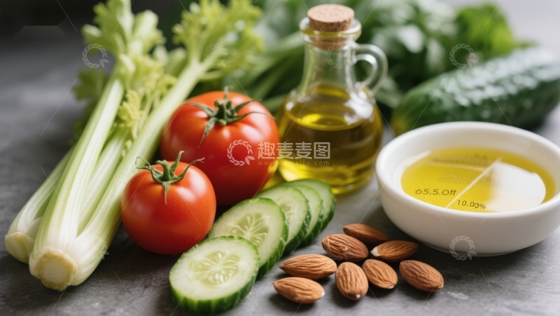 高清大图下载【趣麦麦图】新鲜蔬菜与健康食材组合