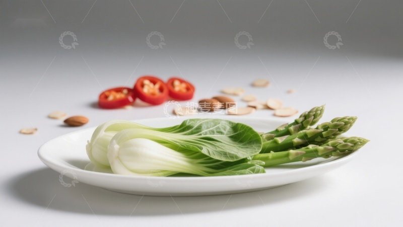 高清大图下载【趣麦麦图】新鲜蔬菜与坚果摆盘