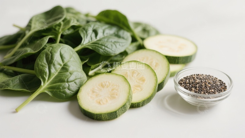 高清大图下载【趣麦麦图】新鲜蔬菜与奇亚籽摆拍