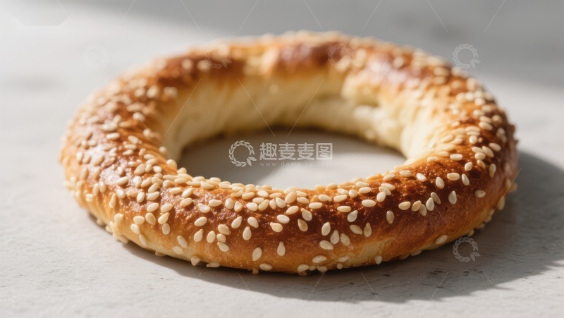 高清大图下载【趣麦麦图】芝麻面包圈特写
