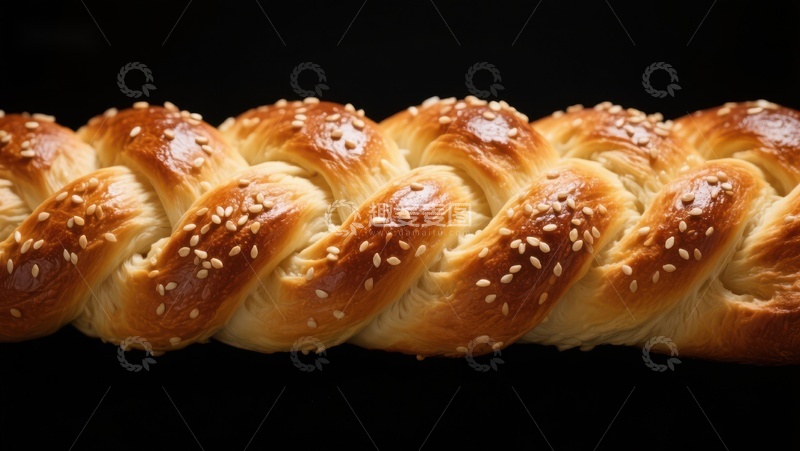 高清大图下载【趣麦麦图】金黄芝麻辫子面包
