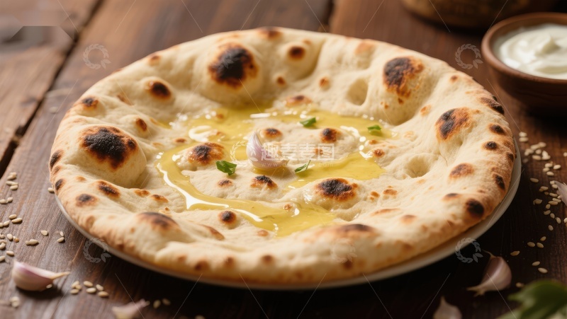 高清大图下载【趣麦麦图】香脆烤制的印度馕饼