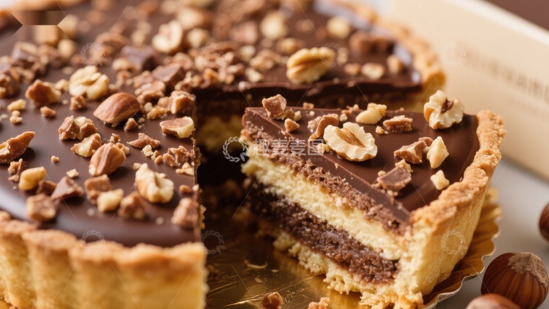 高清大图下载【趣麦麦图】巧克力坚果挞，层次分明的美味甜点