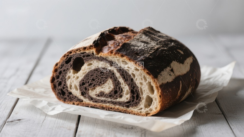高清大图下载【趣麦麦图】巧克力旋纹面包切片