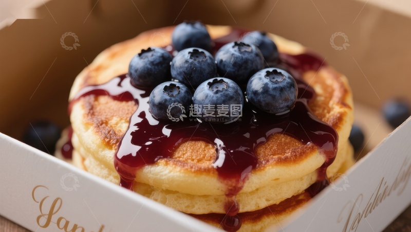 高清大图下载【趣麦麦图】蓝莓酱淋面的松饼特写