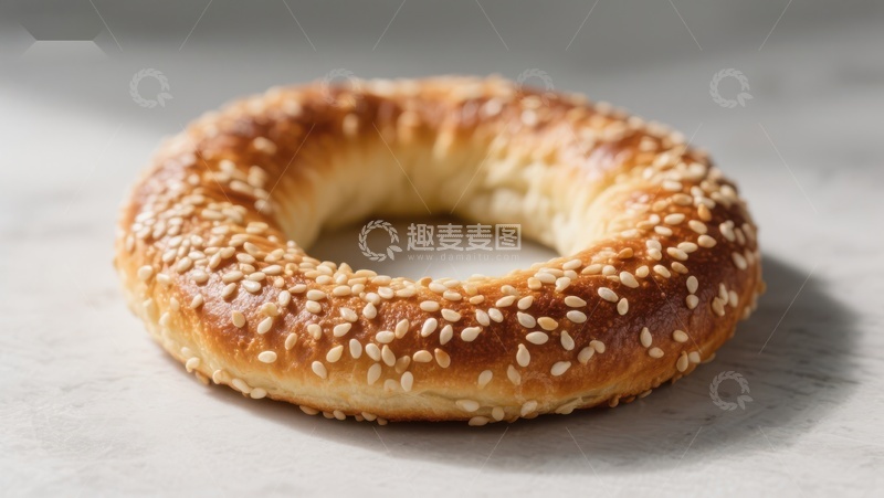高清大图下载【趣麦麦图】-金黄芝麻面包圈