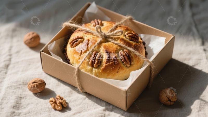 高清大图下载【趣麦麦图】坚果面包礼盒温馨呈现