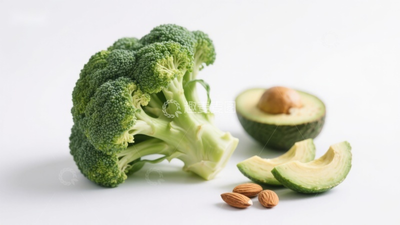 高清大图下载【趣麦麦图】西兰花牛油果与杏仁组合