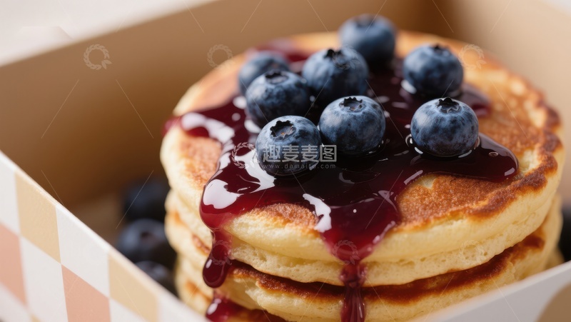 高清大图下载【趣麦麦图】蓝莓酱淋面的松饼堆