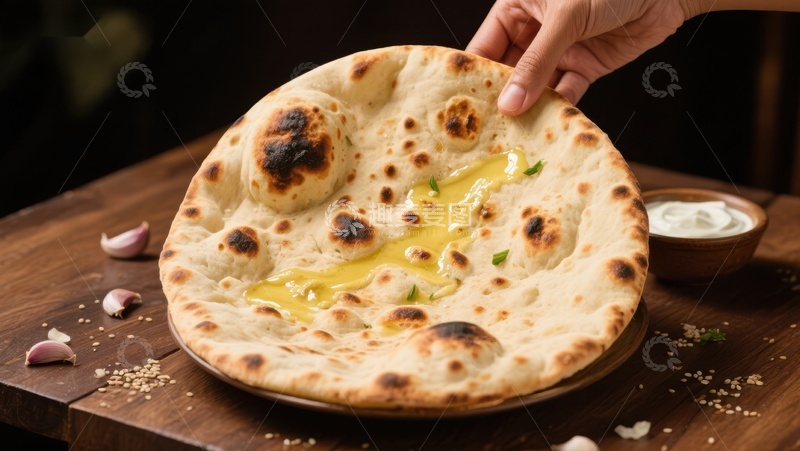 高清大图下载【趣麦麦图】香脆烤制的馕饼配黄油