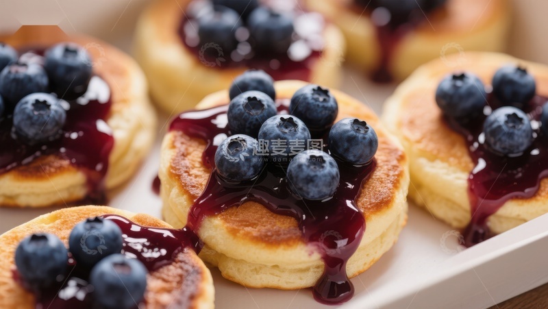 高清大图下载【趣麦麦图】蓝莓酱淋面的小松饼