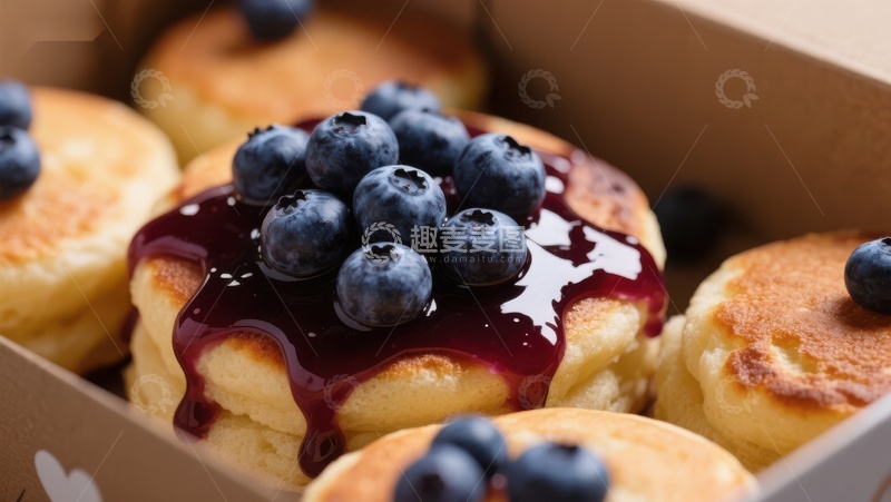 高清大图下载【趣麦麦图】蓝莓酱淋蛋糕，诱人美味
