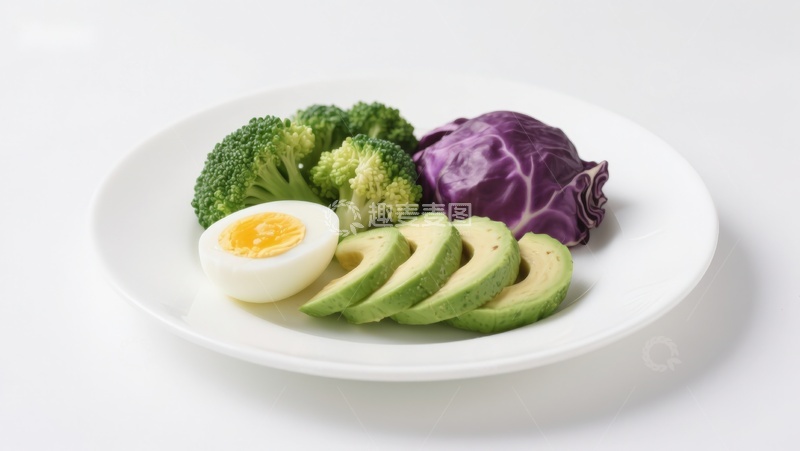 高清大图下载【趣麦麦图】健康餐盘：蔬菜与蛋类搭配
