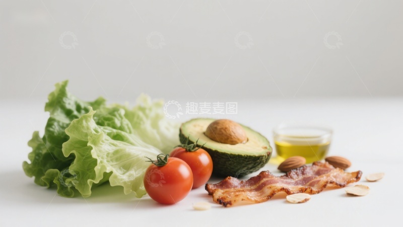 高清大图下载【趣麦麦图】新鲜蔬菜与培根食材摆拍