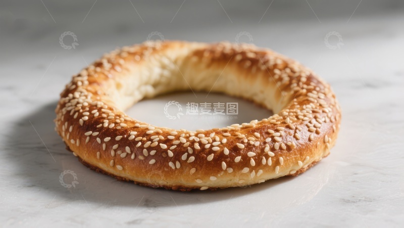 高清大图下载【趣麦麦图】芝麻面包圈特写