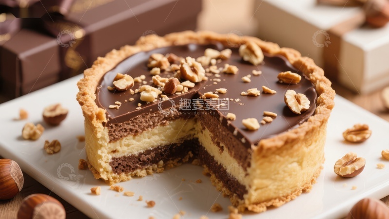 高清大图下载【趣麦麦图】巧克力榛子蛋糕切片展示