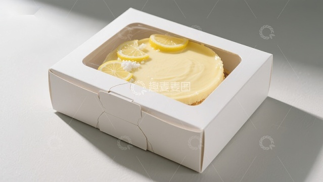 柠檬蛋糕在白色盒中展示