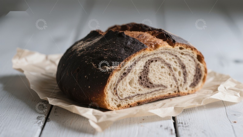 高清大图下载【趣麦麦图】切开的螺旋面包，展示层次纹理