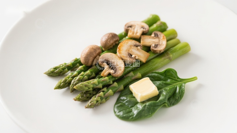 高清大图下载【趣麦麦图】芦笋配蘑菇与黄油