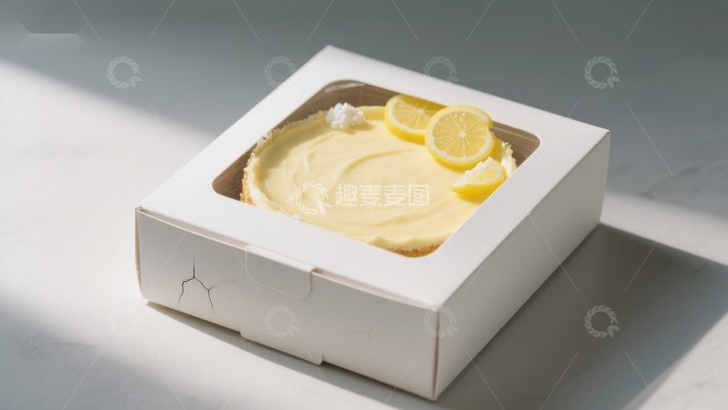 高清大图下载【趣麦麦图】柠檬蛋糕在白色盒中展示