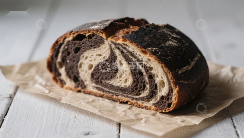 高清大图下载【趣麦麦图】巧克力大理石面包切片